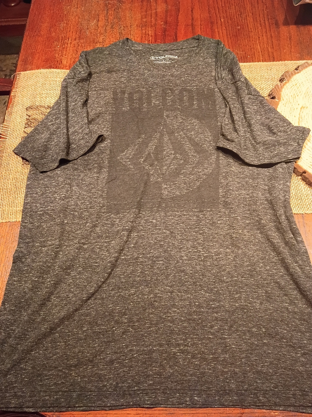 Volcom Men's Dark Heather Gray Logo Short Sleeve Tee